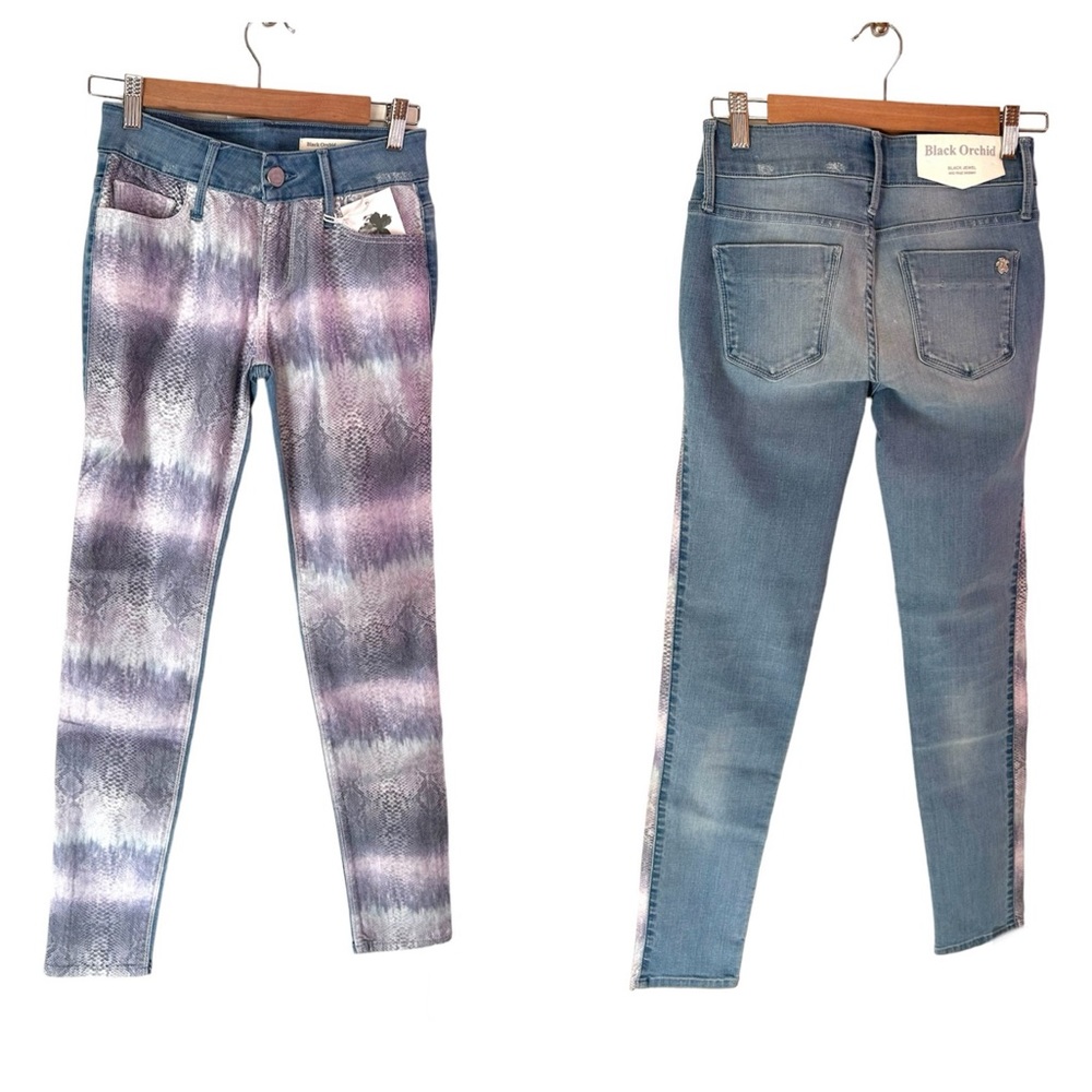 RARE Black Orchid Denim mid rise skinny Rose Petals jeans size 26 NWT